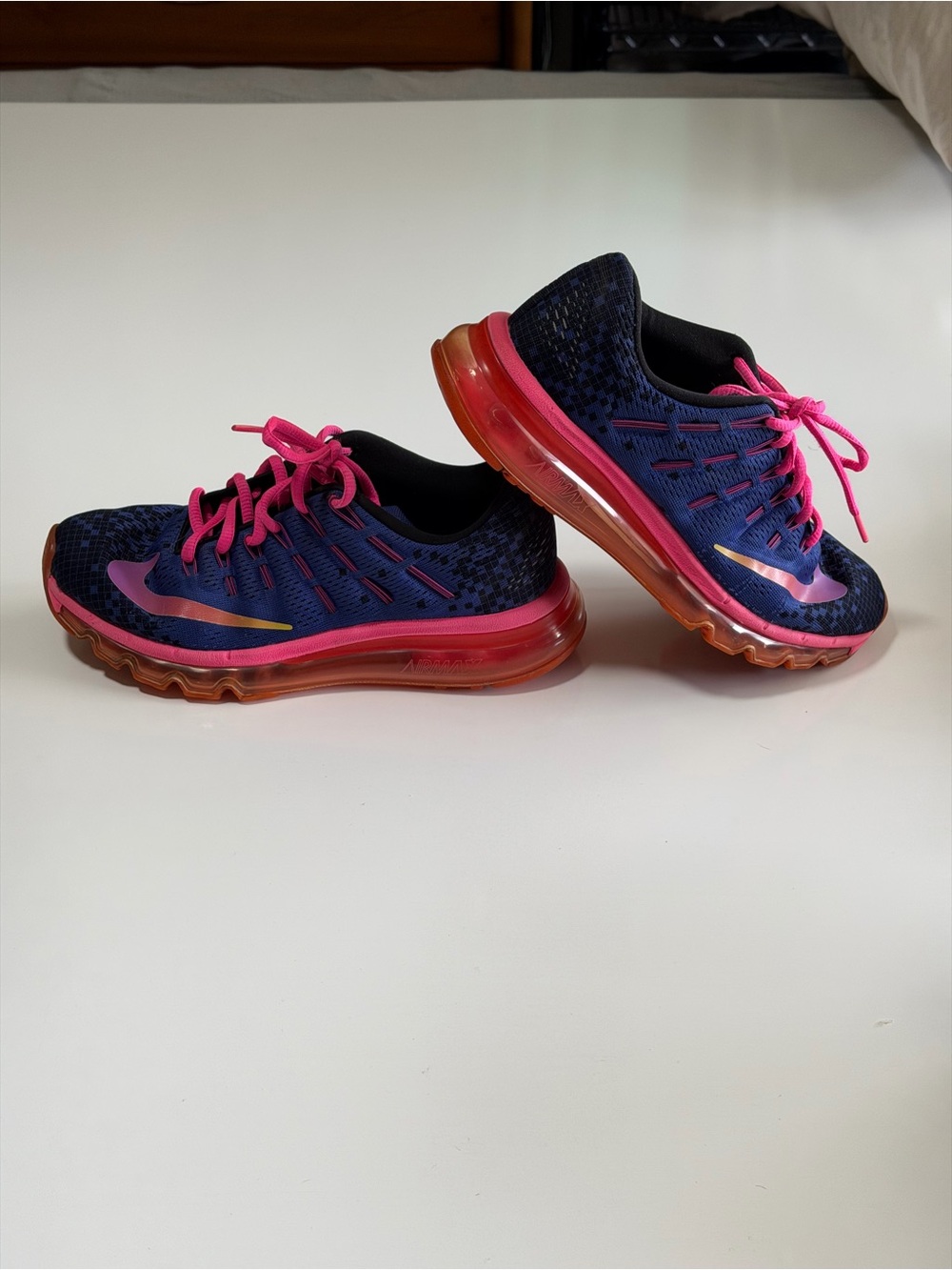 Nike Air Max 2016 Unisex Kids Sneakers 5.5Y Blue Pink Orange Running